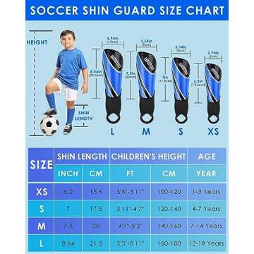 BROTOU Shin Guards Soccer Youth, Soccer Shin Guards for Kids 3-15, Light Weight Adjustable Straps Shin Pads Protection Equipment with Ankle and Leg Calf Protection (S, Blue)