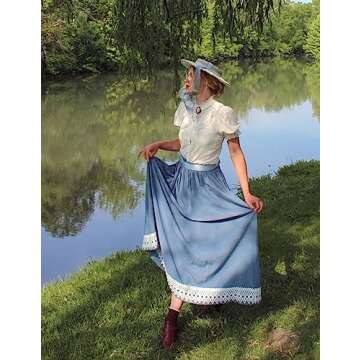 Scarlet Darkness Maxi Skirts for Women A-Line Drawstring Waist Boho Skirt Plus Size Light Blue XL