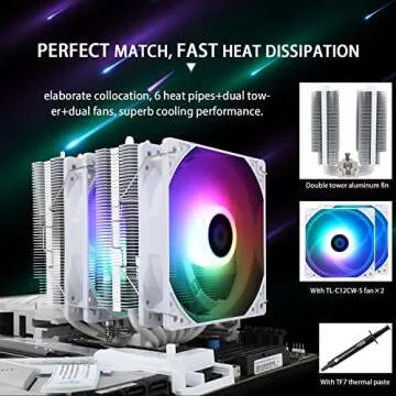 Thermalright Peerless Assassin 120 SE ARGB White CPU Air Cooler, 6 Heat Pipes CPU Cooler, Dual 120mm TL-C12CW-S PWM Fan, AGHP Technology, for AMD AM4/AM5/Intel LGA1700/1150/1151/1155/1200