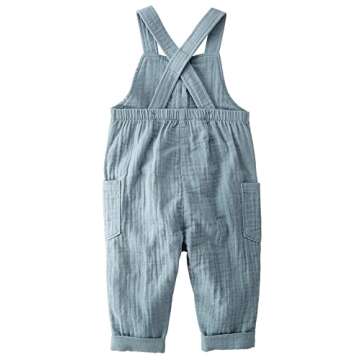 little planet by carter's unisex-baby Organic Cotton Gauze Overall Jumpsuit, Blue Creek, 9 Months
