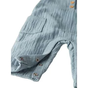 little planet by carter's unisex-baby Organic Cotton Gauze Overall Jumpsuit, Blue Creek, 9 Months