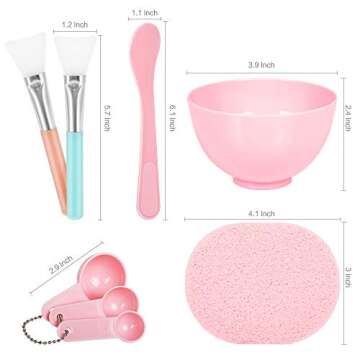 Teenitor Facemask Mixing Tool Sets, DIY Face Mask Mixing Bowl Set include Facial Mask Mixing Bowl Stick Spatula SiliconeCream Mask Brushes Gauges Puff, Pack of 8, Pink