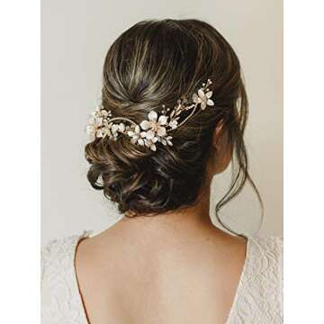 SWEETV Gold Bridal Headpieces: Exquisite Flower Wedding Headband
