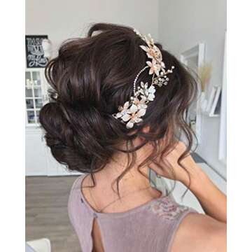 SWEETV Gold Bridal Headpieces for Elegant Weddings