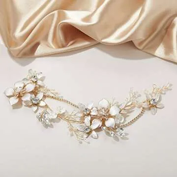SWEETV Gold Bridal Headpieces for Elegant Weddings