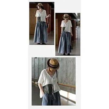 EXPOING Extra Wide Leg Denim Pants for Women Long Jeans Elastic Waist with Pockets Plus Size Loose Casual (Blue One Size Petite)