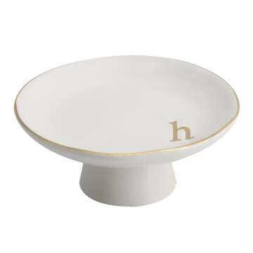 COLLECTIVE HOME Ceramic Jewelry Tray - Personalized Decorative Monogram Dish