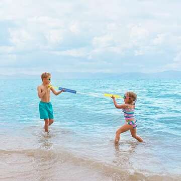 OKGD 4-Pack Water Blaster Soaker Guns Set,15'' Water Guns with Plastic Handle Outdoor Swimming Pool Beach Summer Fun Party Games