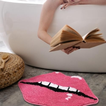 Pink Lips Non-Slip Bath Mat - Cute and Soft Bathroom Rug