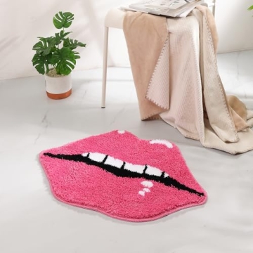 Pink Lips Non-Slip Bath Mat - Cute and Soft Bathroom Rug