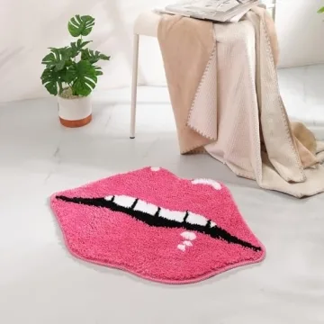 Pink Lips Non-Slip Bath Mat - Cute and Soft Bathroom Rug