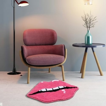 Pink Lips Non-Slip Bath Mat - Cute and Soft Bathroom Rug