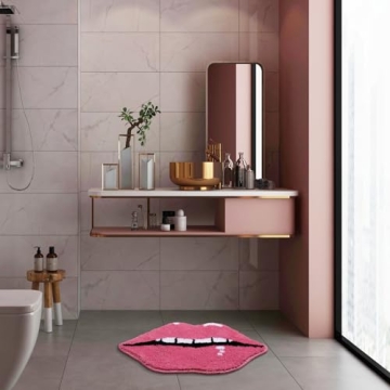 Pink Lips Non-Slip Bath Mat - Cute and Soft Bathroom Rug