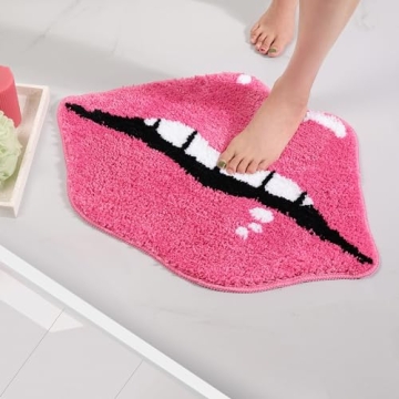 Pink Lips Non-Slip Bath Mat - Cute and Soft Bathroom Rug