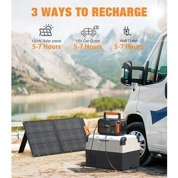 GRECELL Portable Solar Generator 500W with Solar Panel 100W, Portable Power Station 500W AC Outlet, Portable Solar Panel 21.5V 5.5A for Home Use Outdoor Camping Backup Emergency