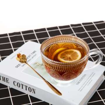 LMTNNB Vintage Coffee Mugs Set of 2, 14 oz Glass Cups