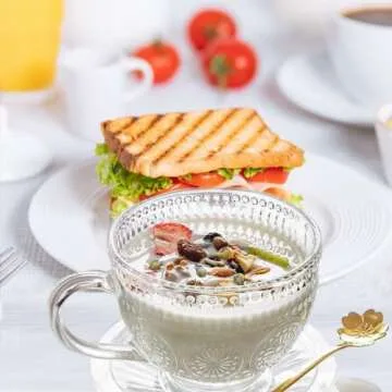 LMTNNB Vintage Coffee Mugs Set of 2, 14 oz Glass Cups