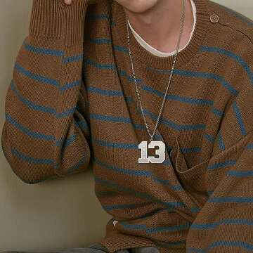 Dreamdecor Football Number Necklaces Custom Name Initial 00-99 Athletes Jersey Number Pendant Neckla...