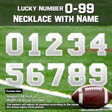 Dreamdecor Football Number Necklaces Custom Name Initial 00-99 Athletes Jersey Number Pendant Necklace with Customized Chains Personalized Baseball Jewelry Gifts for Men (18’’-24’’)