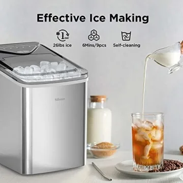 Silonn Fast Ice Maker 9 Cubes in 6 Mins Self-Cleaning