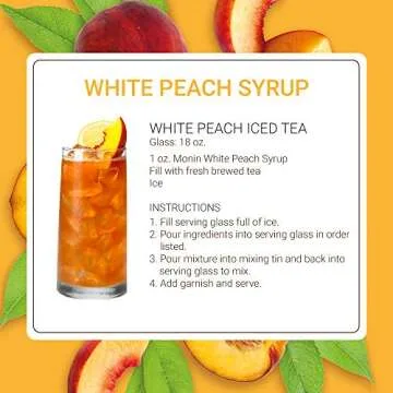 Monin - White Peach Syrup, Juicy Ripe Peach Flavor, Perfect for Cocktails, Mocktails, Iced Teas, & Smoothies, Gluten-Free, Non-GMO (1 Liter)