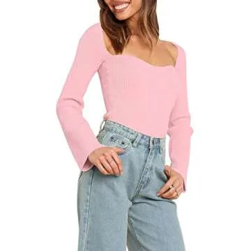 LILLUSORY Long Sleeve Corset Top Women's Classy Knit Sweater