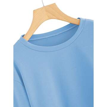 SweatyRocks Women's Casual Lace Up Long Sleeve Pullover Crop Top Sweatshirt Blue Medium