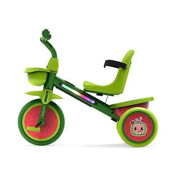 Jetson CoComelon Light-Up Trike, Front and Rear Baskets, Multi-Colored LED Lights, Seatbelt and Bell, Green, Ages 2-4, Medium