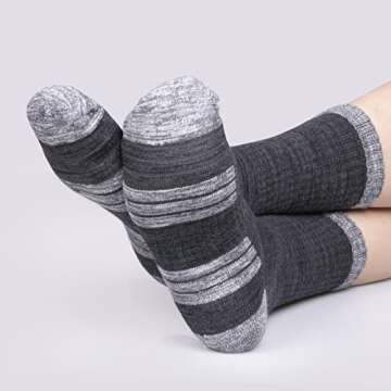 YUEDGE Womens Cushioned Crew Socks Moisture Wicking Gym Golf Athletic Socks for Women Size 6-9, Casual Cotton Socks Mid Calf Safety Work Boot Socks, Multicolor, 5 Pairs