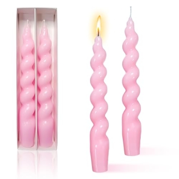 Spiral Taper Candle Set - Handmade Pink Elegance for Any Occasion