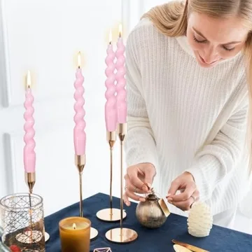 Spiral Taper Candle Set - Handmade Pink Elegance for Any Occasion