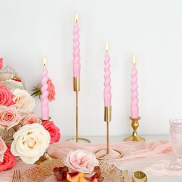 Spiral Taper Candle Set - Handmade Pink Elegance for Any Occasion