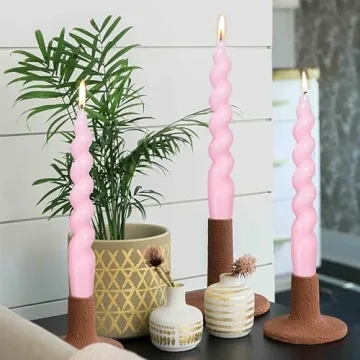 Spiral Taper Candle Set - Handmade Pink Elegance for Any Occasion