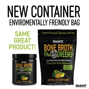 Giant Sports Bone Broth Plus Greens | Organic Super Greens Powder Mix