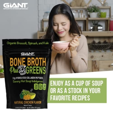 Giant Sports Bone Broth Plus Greens | Organic Super Greens Powder Mix