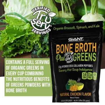 Giant Sports Bone Broth Plus Greens | Organic Super Greens Powder Mix