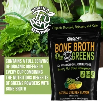 Giant Sports Bone Broth Plus Greens | Organic Super Greens Powder Mix