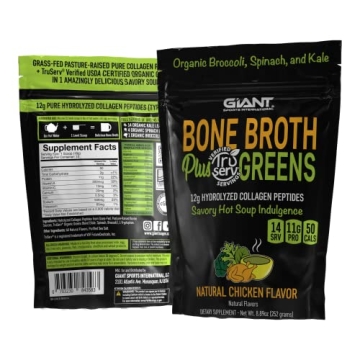 Giant Sports Bone Broth Plus Greens | Organic Super Greens Powder Mix