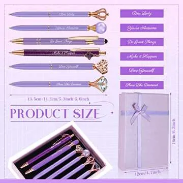 Qeeenar 6 Pcs Fancy Pens for Women Crystal Diamond Pen for Journaling Pretty Glitter Ballpoint with ...