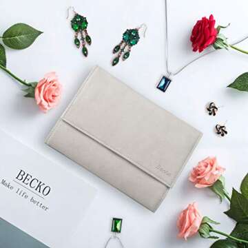 Becko Jewelry Organizer Roll - Stylish Travel Case for Jewelry