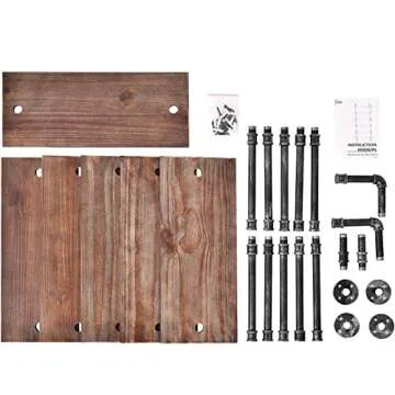 BOSURU Industrial Pipe Bookshelves Rustic Wood Ladder Bookshelf, Industrial Pipe Shelf for Living Room Decor and Storage,Bookcase(Only One Shelf)