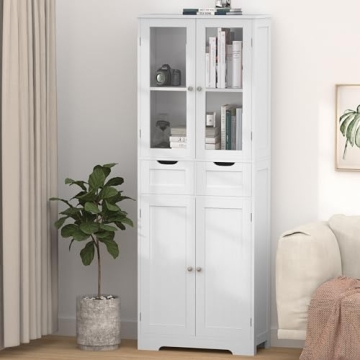 Betterhood 67" Bathroom Storage Cabinet with Glass Doors