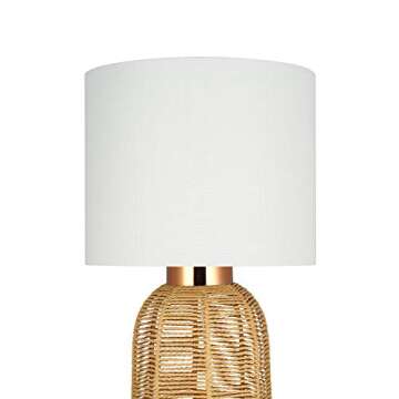 Amazon Brand – Stone & Beam Contemporary Rattan Table Lamp, LED Bulb Included, 22"H, Natural Tan