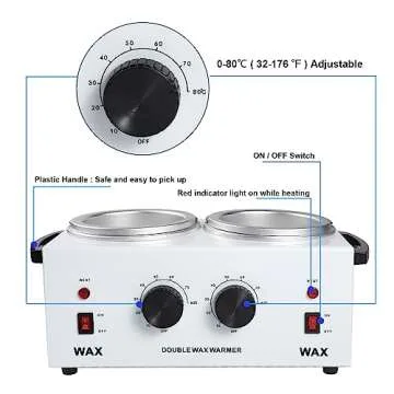 Professional Double Wax Warmer For Hair Removal SPA Dual Wax Pot Waxing Machine Kit For Women, Wax Heater With Adjustable Temperature Set