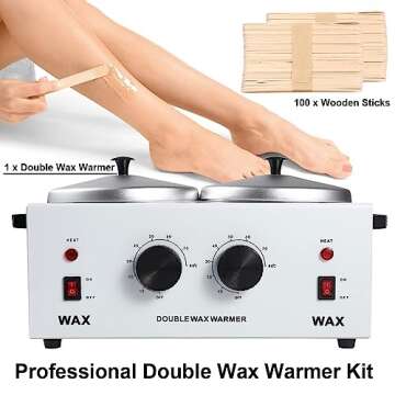 Professional Double Wax Warmer For Hair Removal SPA Dual Wax Pot Waxing Machine Kit For Women, Wax Heater With Adjustable Temperature Set