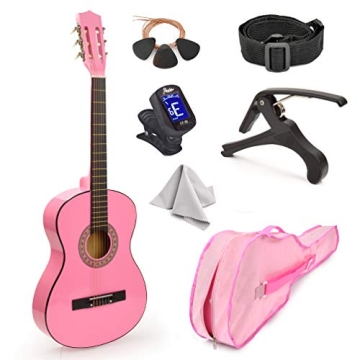 30" Pink Wood Classical Guitar Set for Kids with Case & Accessories