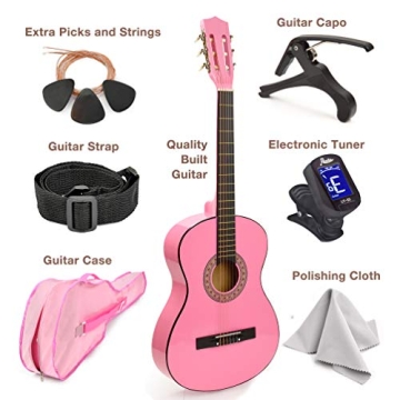 30" Pink Classical Guitar Set for Kids with Accessories