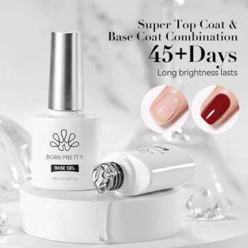 Born Pretty 3Pcs Base & Top Coat Set, No Wipe Gel Matte Top Coat & High Glossy Top Coat, Base Gel fo...