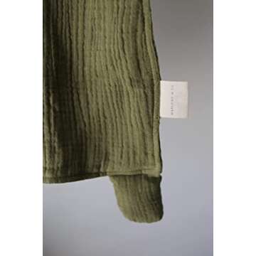 Marlowe & Co Organic Cotton Muslin Lovey Blanket, Organic Cotton Muslin Bunny Security Blanket (Moss Green)