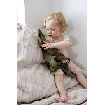 Marlowe & Co Organic Cotton Muslin Lovey Blanket, Organic Cotton Muslin Bunny Security Blanket (Moss Green)